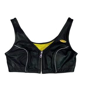 Harley Davidson genuine Leather Bra Crop Top Vest Bustier Tank 34/6 W Front Zip